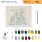 Lantern Reaper punch needle kit, 16 × 20 in (40 × 50 cm): canvas size and kit contents