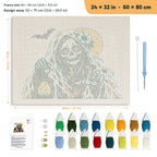Lantern Reaper punch needle kit, 24 × 32 in (60 × 80 cm): canvas size and kit contents