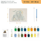 Lantern Reaper punch needle kit, 8 × 12 in (20 × 30 cm): canvas size and kit contents