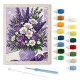 Lavender Bouquet punch needle kit: finished canvas with threads, punch needle and threader
