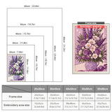 Size chart for punch needle kits from 20 x 30 cm to 60 x 80 cm