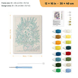 Lavender Bouquet punch needle kit, 12 × 16 in (30 × 40 cm): canvas size and kit contents