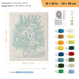 Lavender Bouquet punch needle kit, 16 × 20 in (40 × 50 cm): canvas size and kit contents
