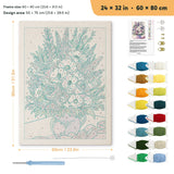 Lavender Bouquet punch needle kit, 24 × 32 in (60 × 80 cm): canvas size and kit contents
