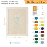 Layered Green Cooler punch needle kit, 16 × 20 in (40 × 50 cm): canvas size and kit contents