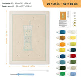 Layered Green Cooler punch needle kit, 20 × 24 in (50 × 60 cm): canvas size and kit contents