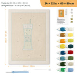 Layered Green Cooler punch needle kit, 24 × 32 in (60 × 80 cm): canvas size and kit contents