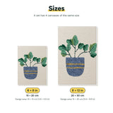 Size chart for the two mini canvas sizes: 6 x 8 in and 8 x 12 in