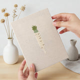 Hand holding a finished Leafy Root Veggies mini canvas