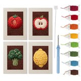Lemon and Broccoli mini punch needle kit set: four finished canvases with threads, punch needle and threader