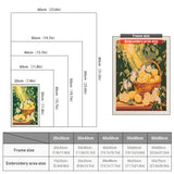 Size chart for punch needle kits from 20 x 30 cm to 60 x 80 cm