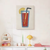 Finished Lemon Iced Cooler punch needle canvas on a wall