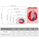 Size chart for punch needle kits from 20 x 30 cm to 60 x 80 cm