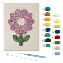 Lilac Bloom punch needle kit: finished canvas with threads, punch needle and threader