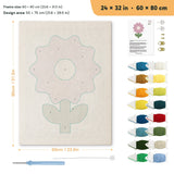 Lilac Bloom punch needle kit, 24 × 32 in (60 × 80 cm): canvas size and kit contents