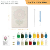 Lilac Bloom punch needle kit, 8 × 12 in (20 × 30 cm): canvas size and kit contents