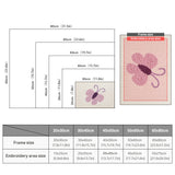 Size chart for punch needle kits from 20 x 30 cm to 60 x 80 cm