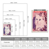 Size chart for punch needle kits from 20 x 30 cm to 60 x 80 cm