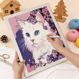 Punching the Lilac White Cat design with the punch needle