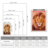 Size chart for punch needle kits from 20 x 30 cm to 60 x 80 cm