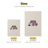 Size chart for the two mini canvas sizes: 6 x 8 in and 8 x 12 in