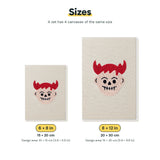 Size chart for the two mini canvas sizes: 6 x 8 in and 8 x 12 in