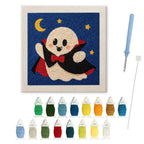 Little Vampire Ghost punch needle kit: finished canvas with threads, punch needle and threader