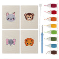 Little Zoo Faces mini punch needle kit set: four finished canvases with threads, punch needle and threader