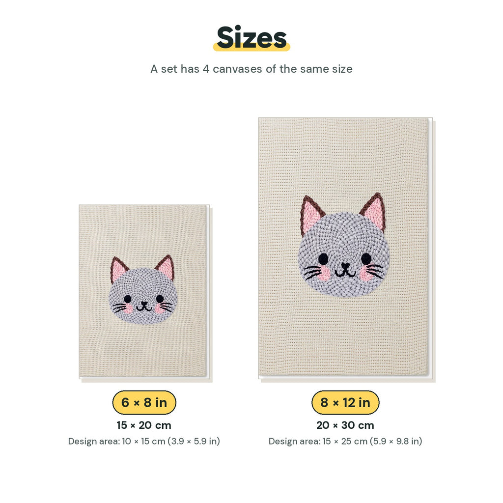 Size chart for the two mini canvas sizes: 6 x 8 in and 8 x 12 in