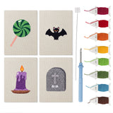 Lollipop and Bat mini punch needle kit set: four finished canvases with threads, punch needle and threader