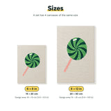 Size chart for the two mini canvas sizes: 6 x 8 in and 8 x 12 in