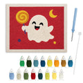 Lollipop Ghost on Red punch needle kit: finished canvas with threads, punch needle and threader