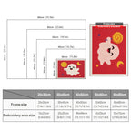 Size chart for punch needle kits from 20 x 30 cm to 60 x 80 cm