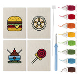 Lollipop Lunch mini punch needle kit set: four finished canvases with threads, punch needle and threader