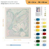 Lotus Hummingbird punch needle kit, 20 × 24 in (50 × 60 cm): canvas size and kit contents