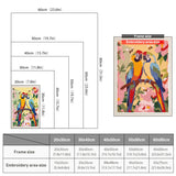 Size chart for punch needle kits from 20 x 30 cm to 60 x 80 cm