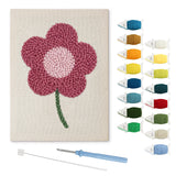 Magenta Bloom punch needle kit: finished canvas with threads, punch needle and threader