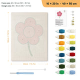 Magenta Bloom punch needle kit, 16 × 20 in (40 × 50 cm): canvas size and kit contents