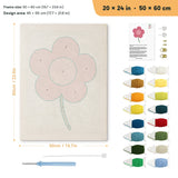 Magenta Bloom punch needle kit, 20 × 24 in (50 × 60 cm): canvas size and kit contents