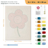 Magenta Bloom punch needle kit, 24 × 32 in (60 × 80 cm): canvas size and kit contents