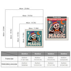 Size chart for square punch needle kits from 30 x 30 cm to 60 x 60 cm