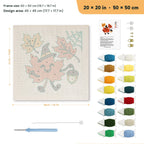 Maple Leaf Witch punch needle kit, 20 × 20 in (50 × 50 cm): canvas size and kit contents