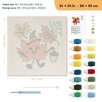 Maple Leaf Witch punch needle kit, 24 × 24 in (60 × 60 cm): canvas size and kit contents