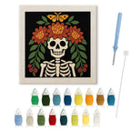 Marigold Crown Skeleton punch needle kit: finished canvas with threads, punch needle and threader