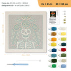 Marigold Crown Skeleton punch needle kit, 24 × 24 in (60 × 60 cm): canvas size and kit contents