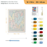 Midnight Butterflies punch needle kit, 12 × 16 in (30 × 40 cm): canvas size and kit contents