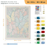 Midnight Butterflies punch needle kit, 24 × 32 in (60 × 80 cm): canvas size and kit contents