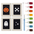 Midnight Ghost mini punch needle kit set: four finished canvases with threads, punch needle and threader
