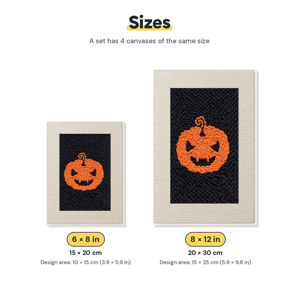 Size chart for the two mini canvas sizes: 6 x 8 in and 8 x 12 in
