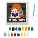 Midnight Reading Ghost punch needle kit: finished canvas with threads, punch needle and threader